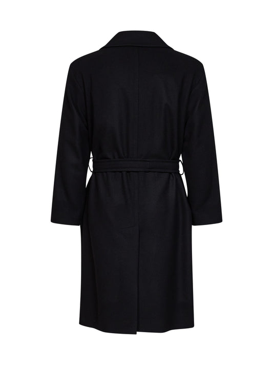 Black wool-blend Ostuni single-breasted belted coat