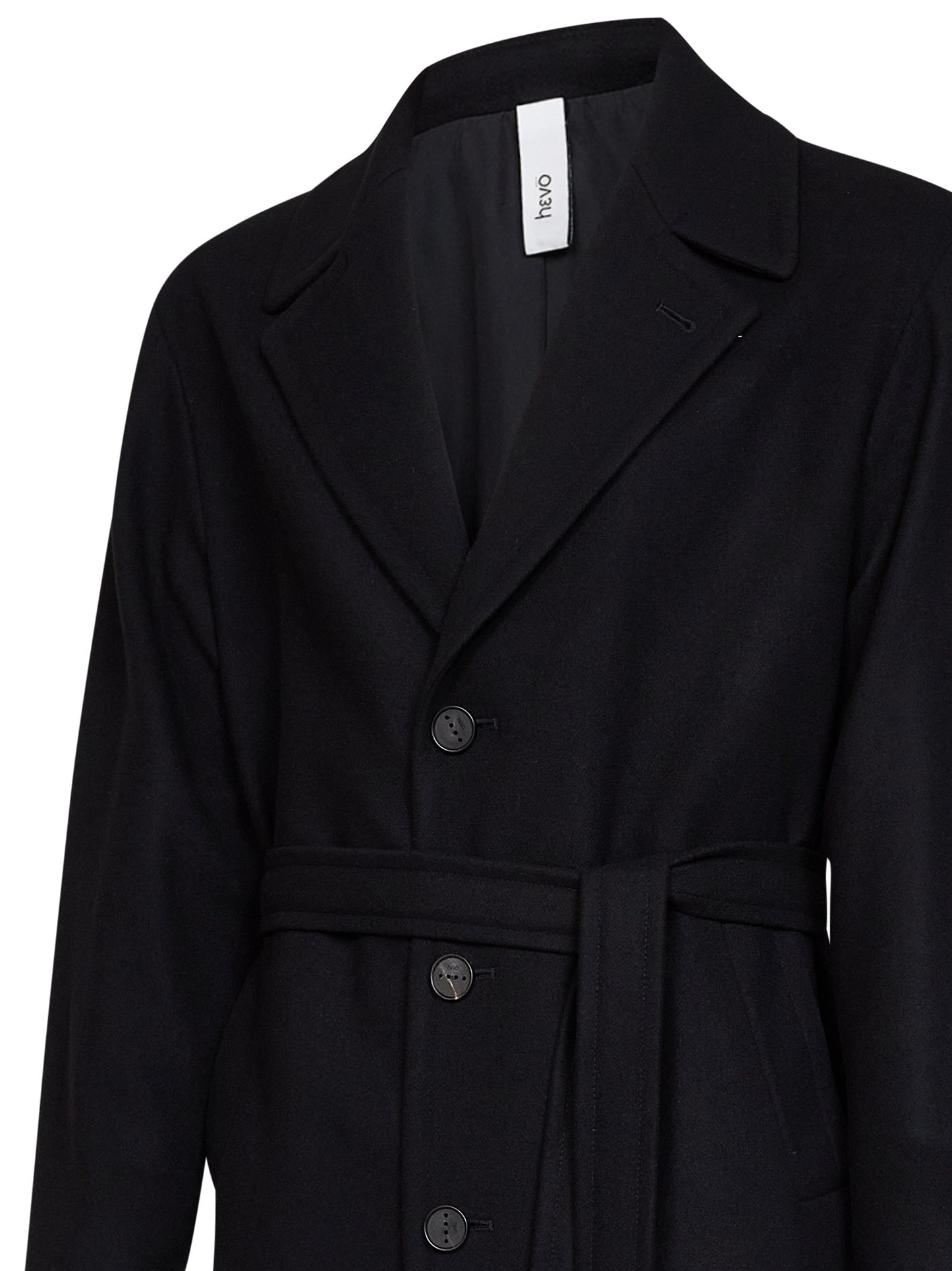 Black wool-blend Ostuni single-breasted belted coat