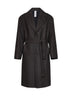 Cappotto monopetto con cintura Ostuni in misto lana spigata nero e tortora