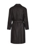 Cappotto monopetto con cintura Ostuni in misto lana spigata nero e tortora