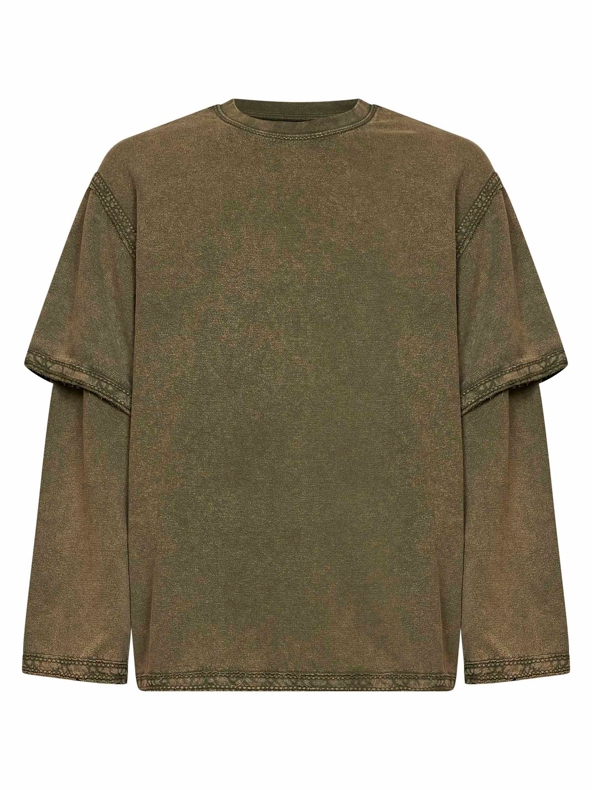 Dust olive jersey AMBRO double-sleeve sweatshirt