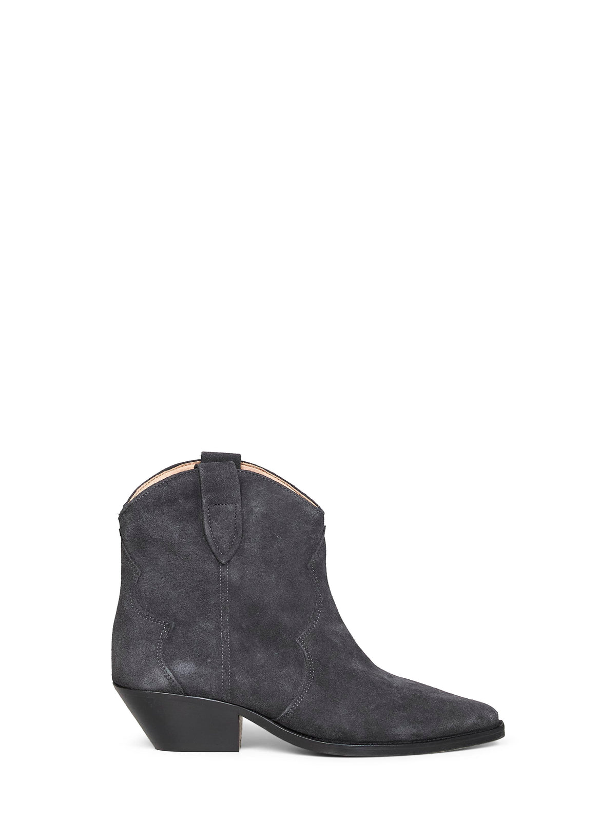 Washed black suede Dewina western ankle boots