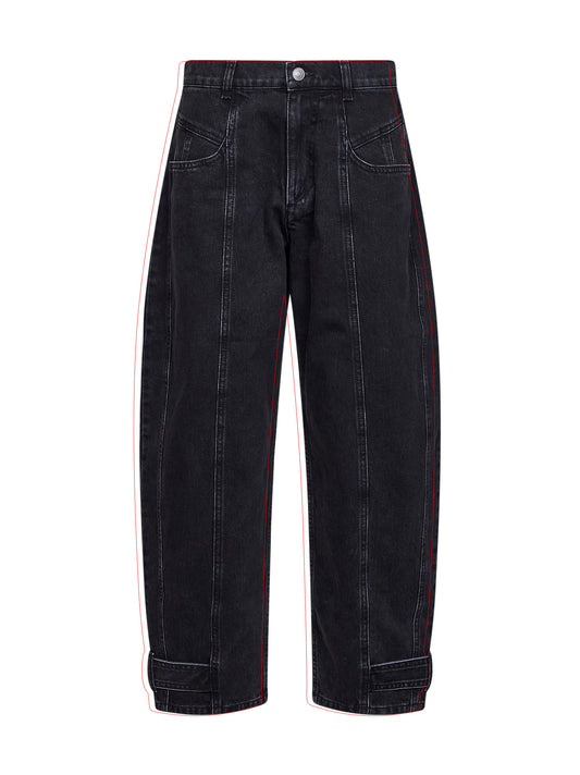 Jeans barrel Leya in denim di cotone nero