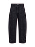 Black cotton denim Leya barrel jeans