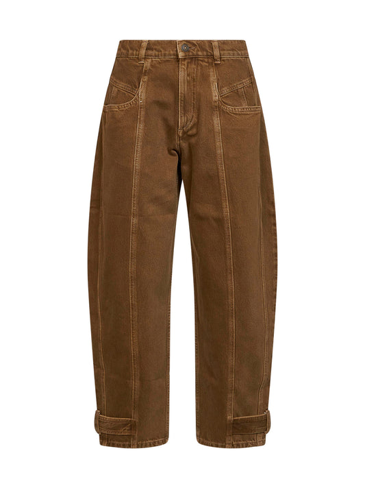 Jeans barrel Leya in denim di cotone bronzo