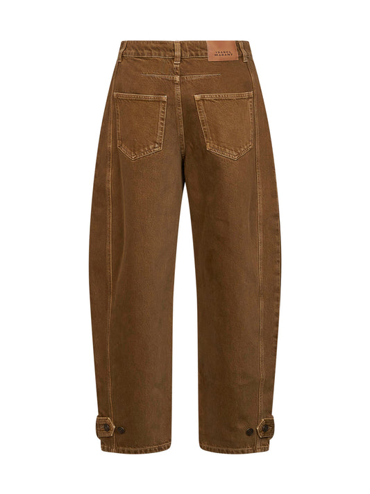 Jeans barrel Leya in denim di cotone bronzo