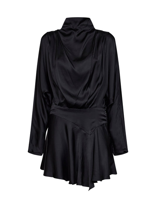 Miniabito drappeggiato Neline in raso nero