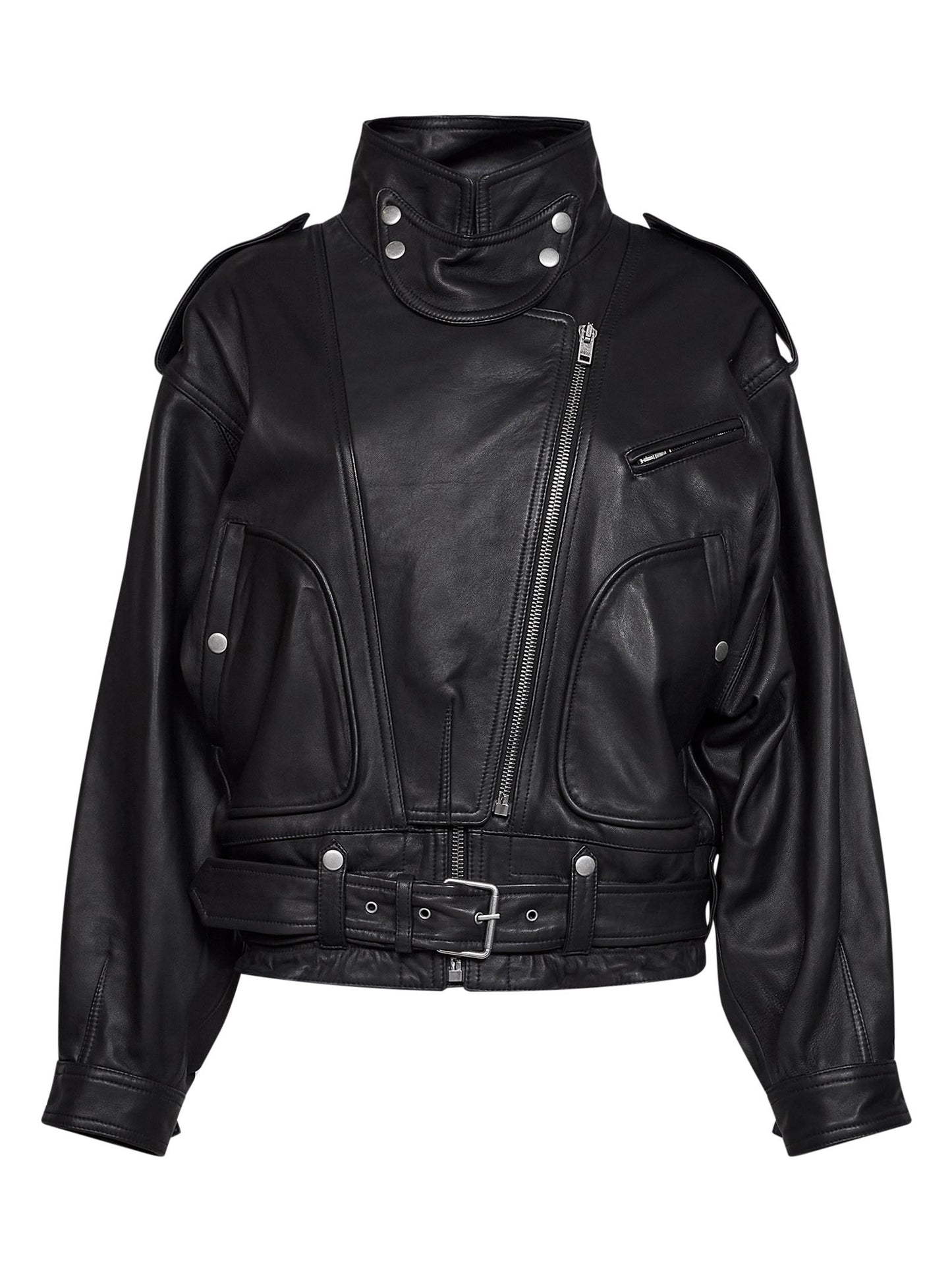 Giacca biker Farza in pelle di agnello nera