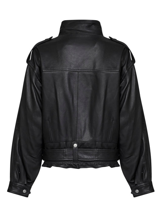 Giacca biker Farza in pelle di agnello nera