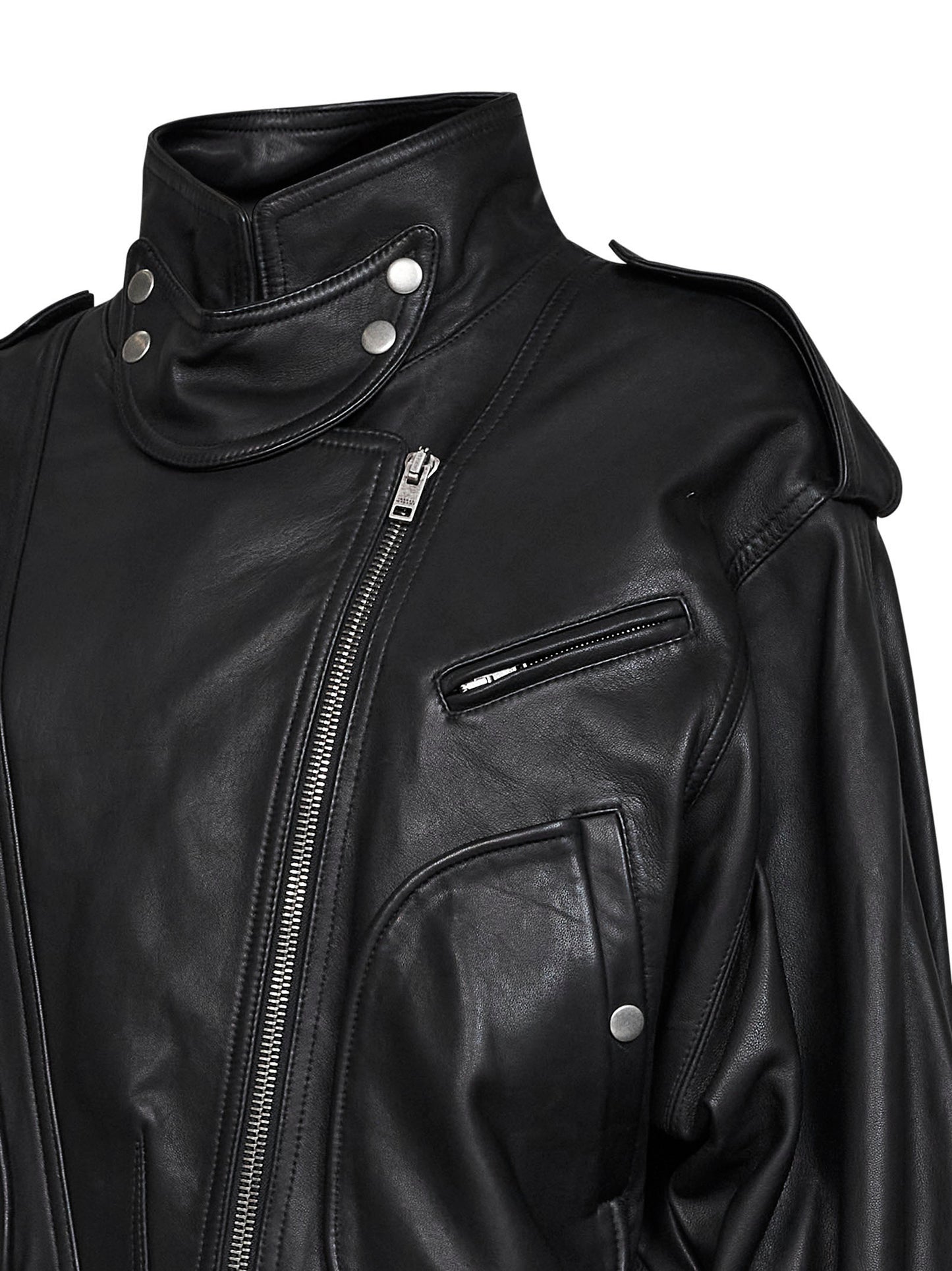 Giacca biker Farza in pelle di agnello nera