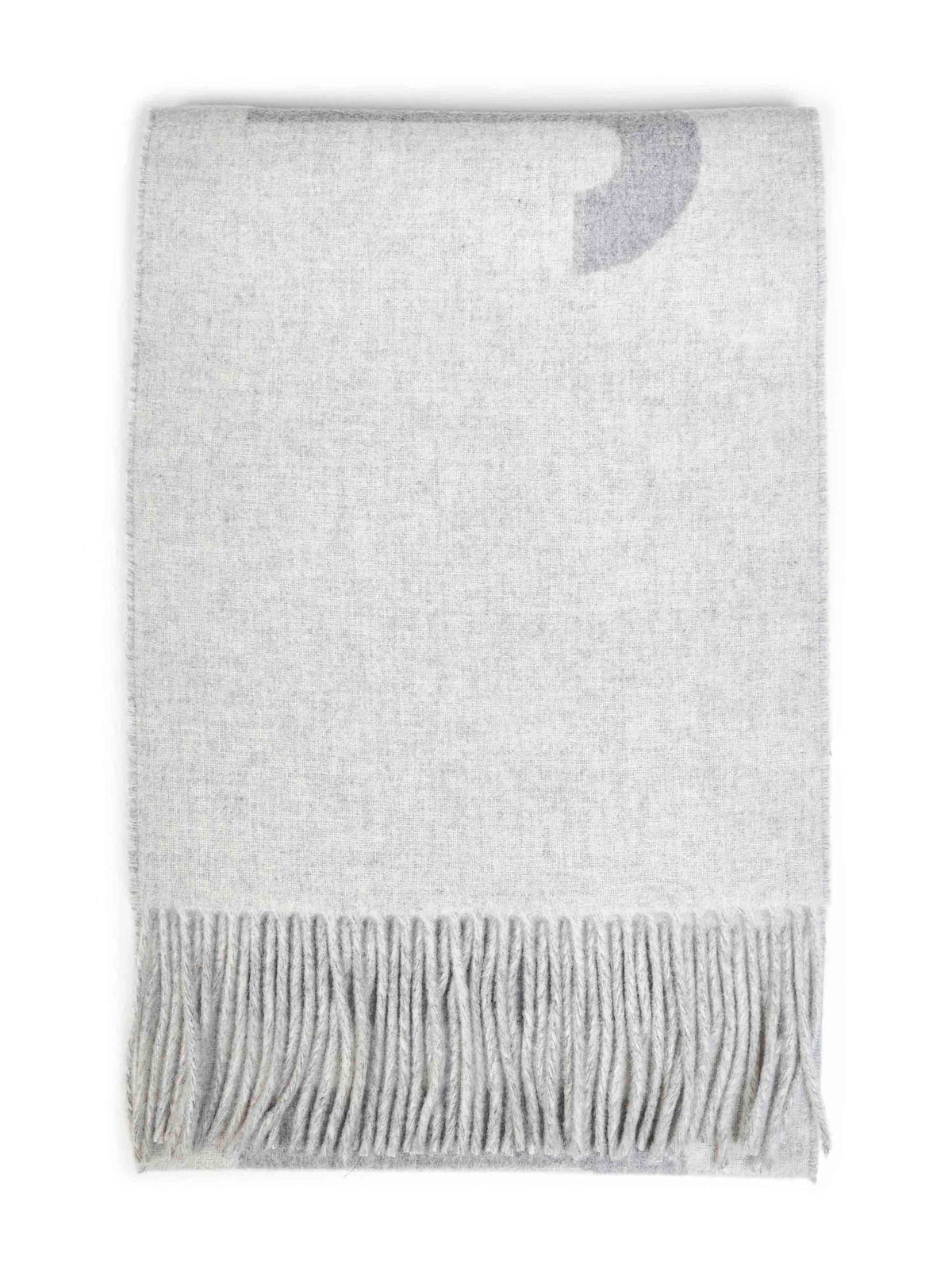 Grey wool The Jacquemus fringe logo scarf