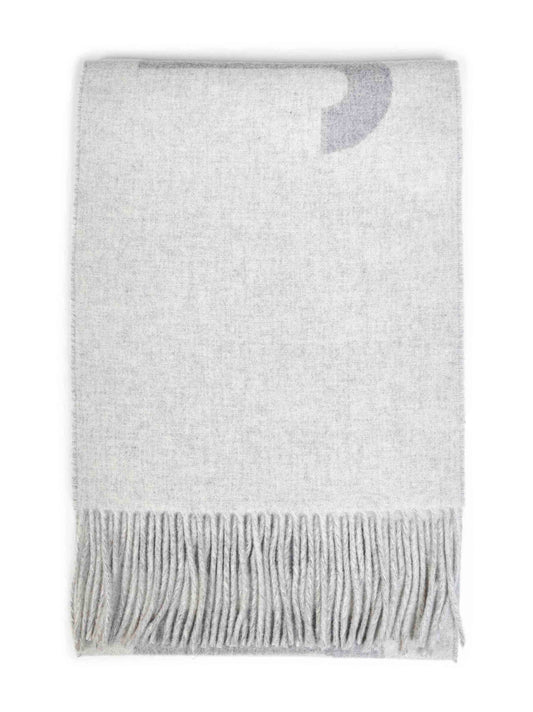 Grey wool The Jacquemus fringe logo scarf