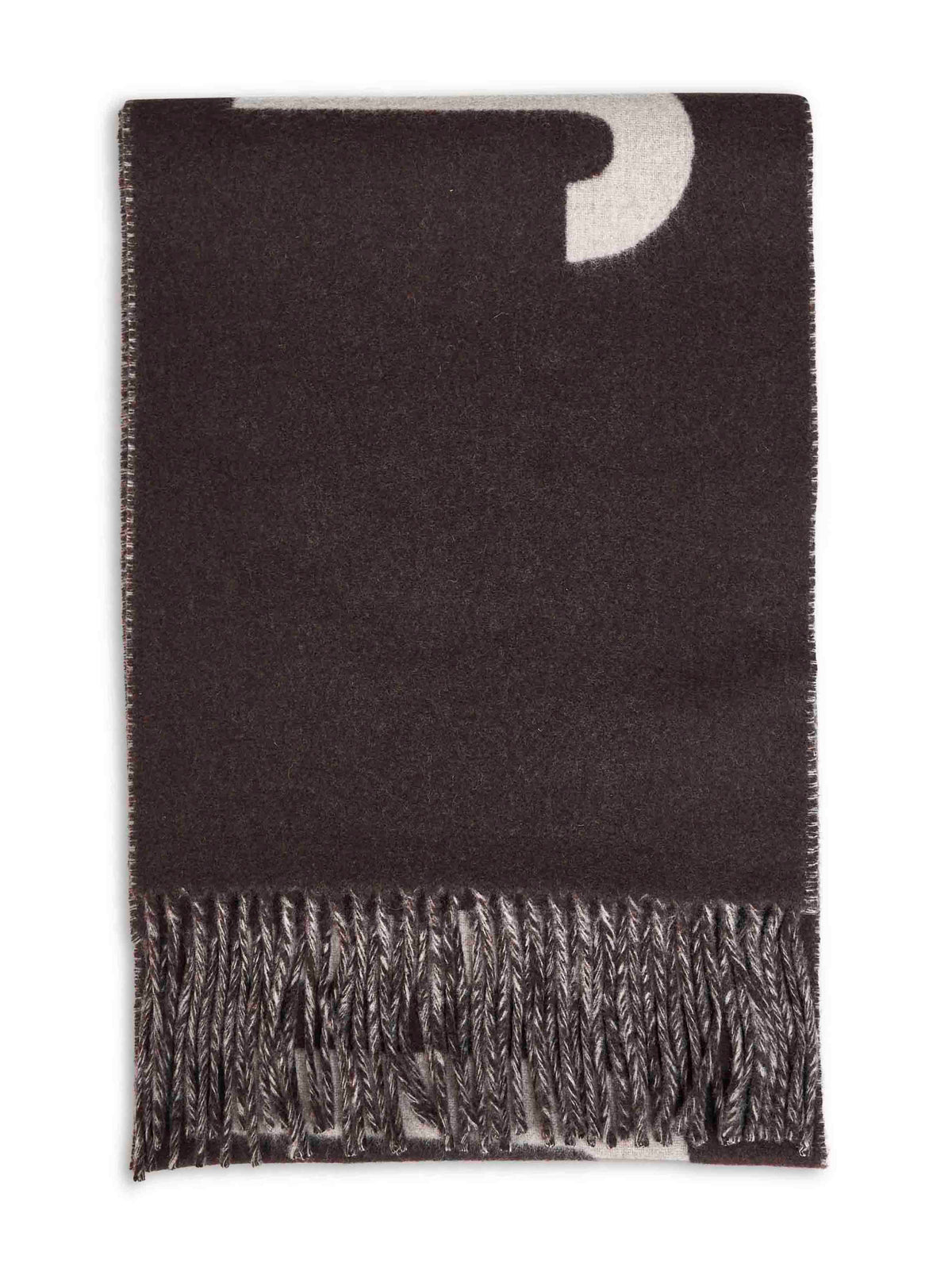 Brown wool The Jacquemus fringe logo scarf