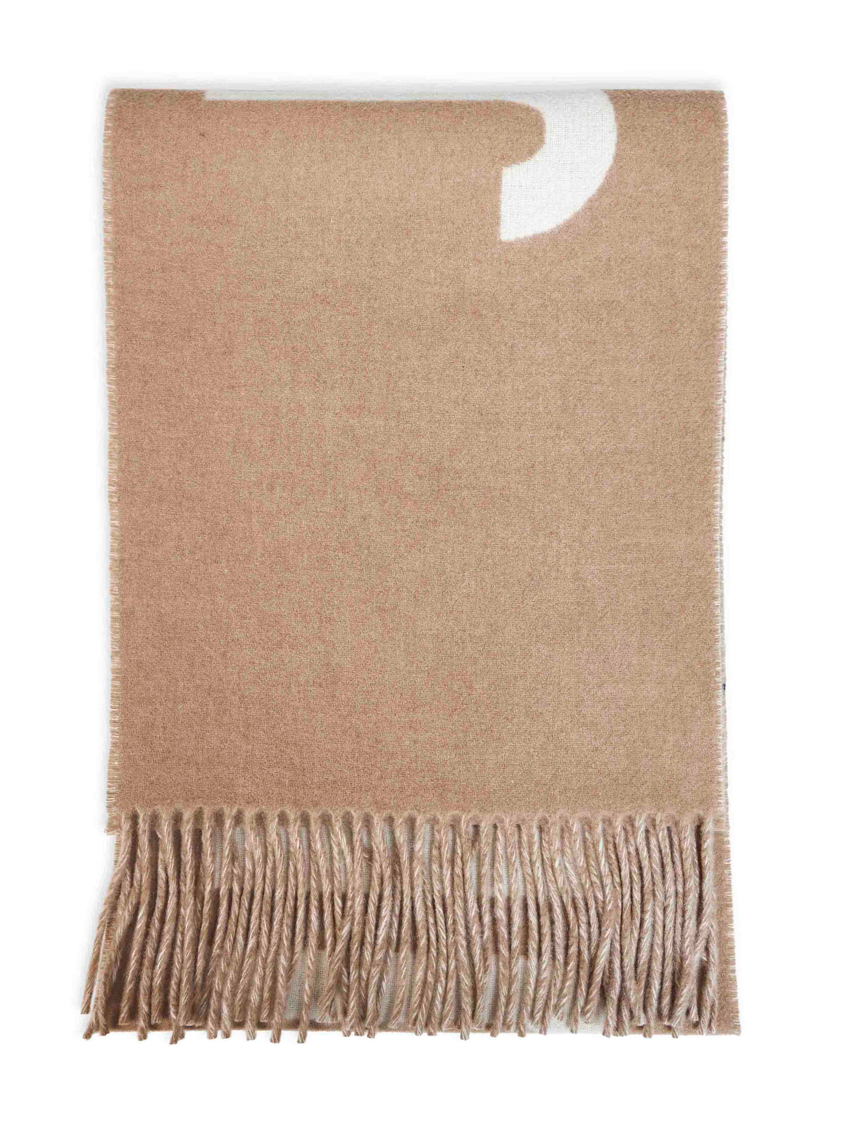 Taupe wool The Jacquemus fringe logo scarf