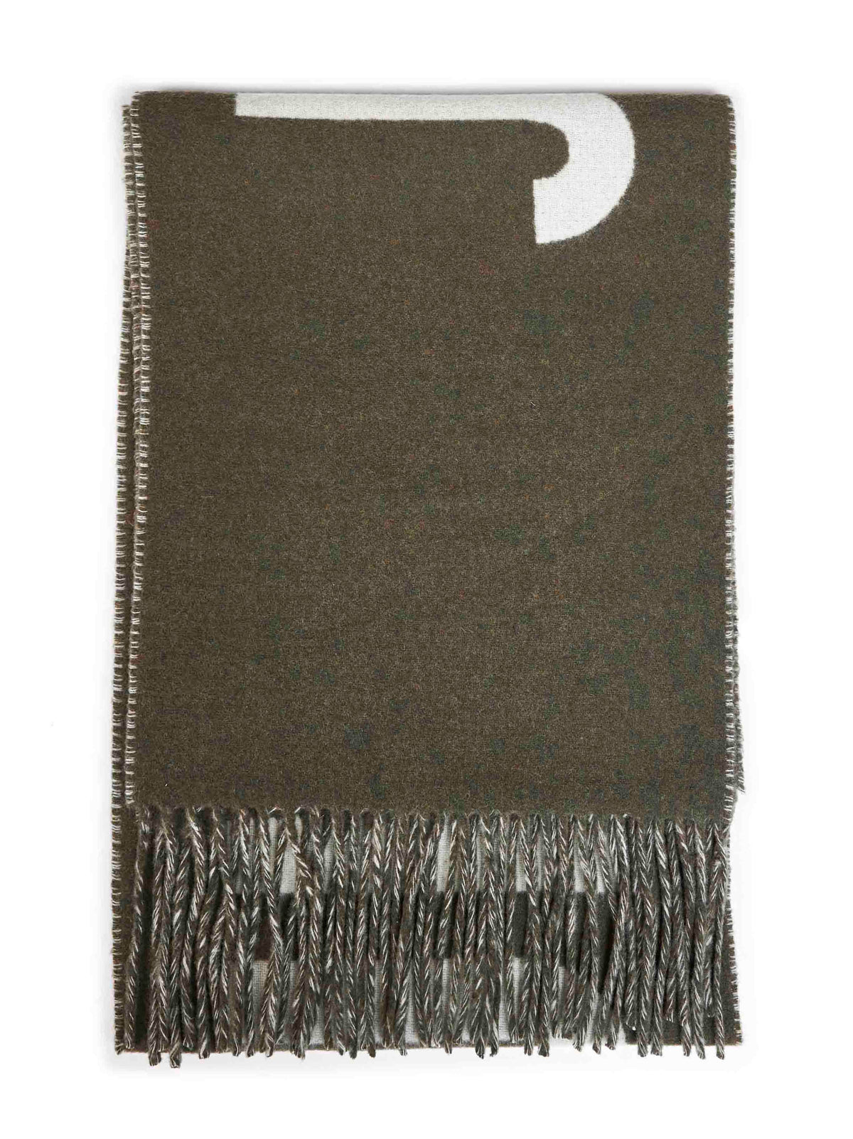 Sciarpa con logo e frange Jacquemus in lana kaki