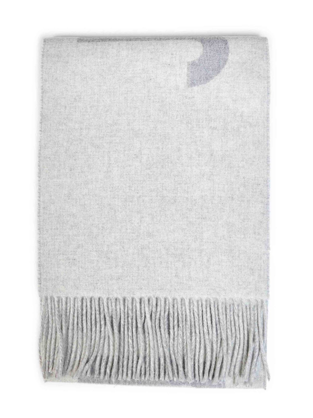 Sciarpa con logo e frange Jacquemus in lana grigia