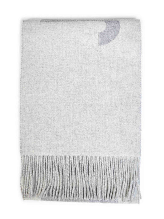 Grey wool The Jacquemus fringe logo scarf