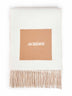 Beige wool The Rond Carré jacquard logo scarf