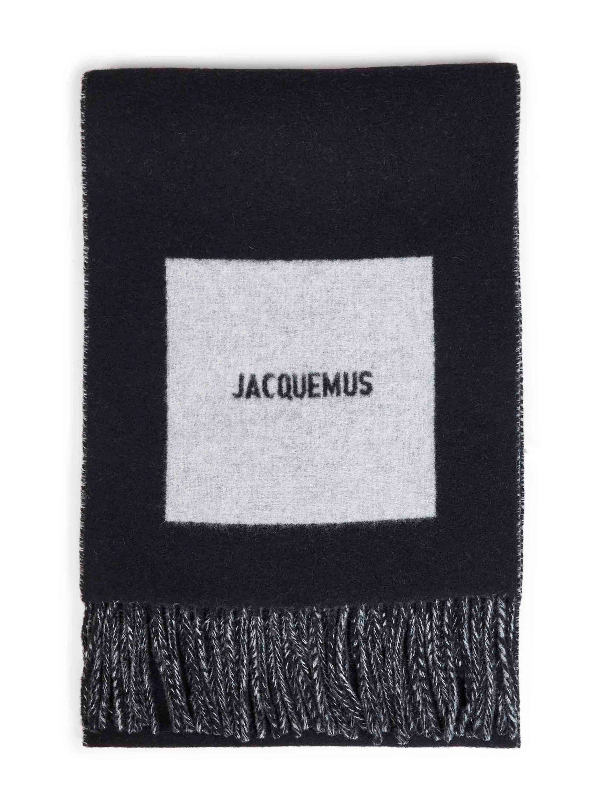 Sciarpa con logo jacquard Rond Carré in lana nera