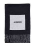 Sciarpa con logo jacquard Rond Carré in lana nera