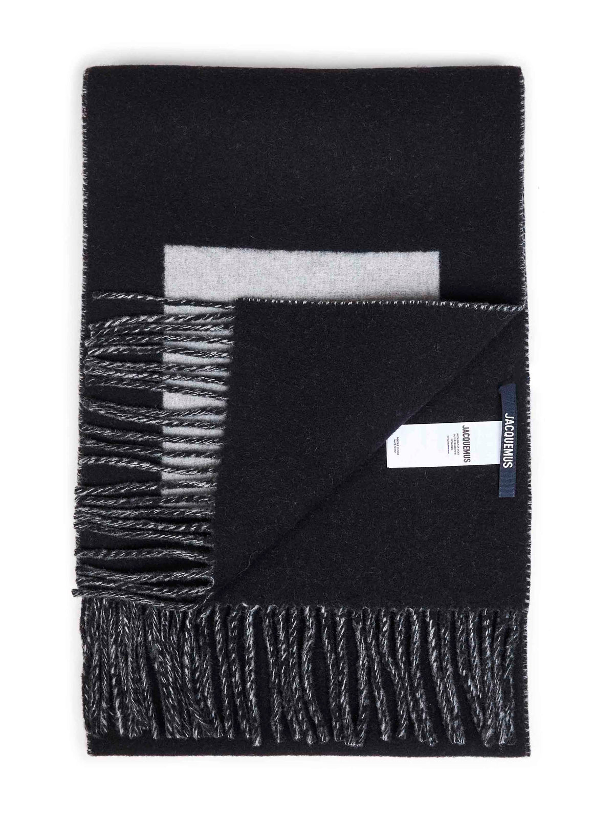 Sciarpa con logo jacquard Rond Carré in lana nera