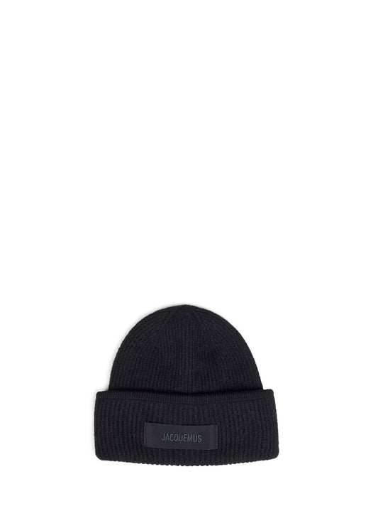 Black ribbed knit The Gros Grain beanie