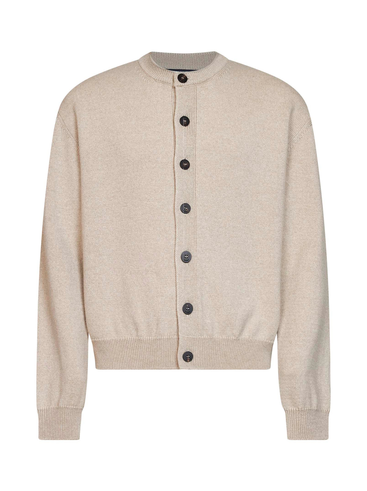 Light beige merino wool knit The Moulin logo cardigan