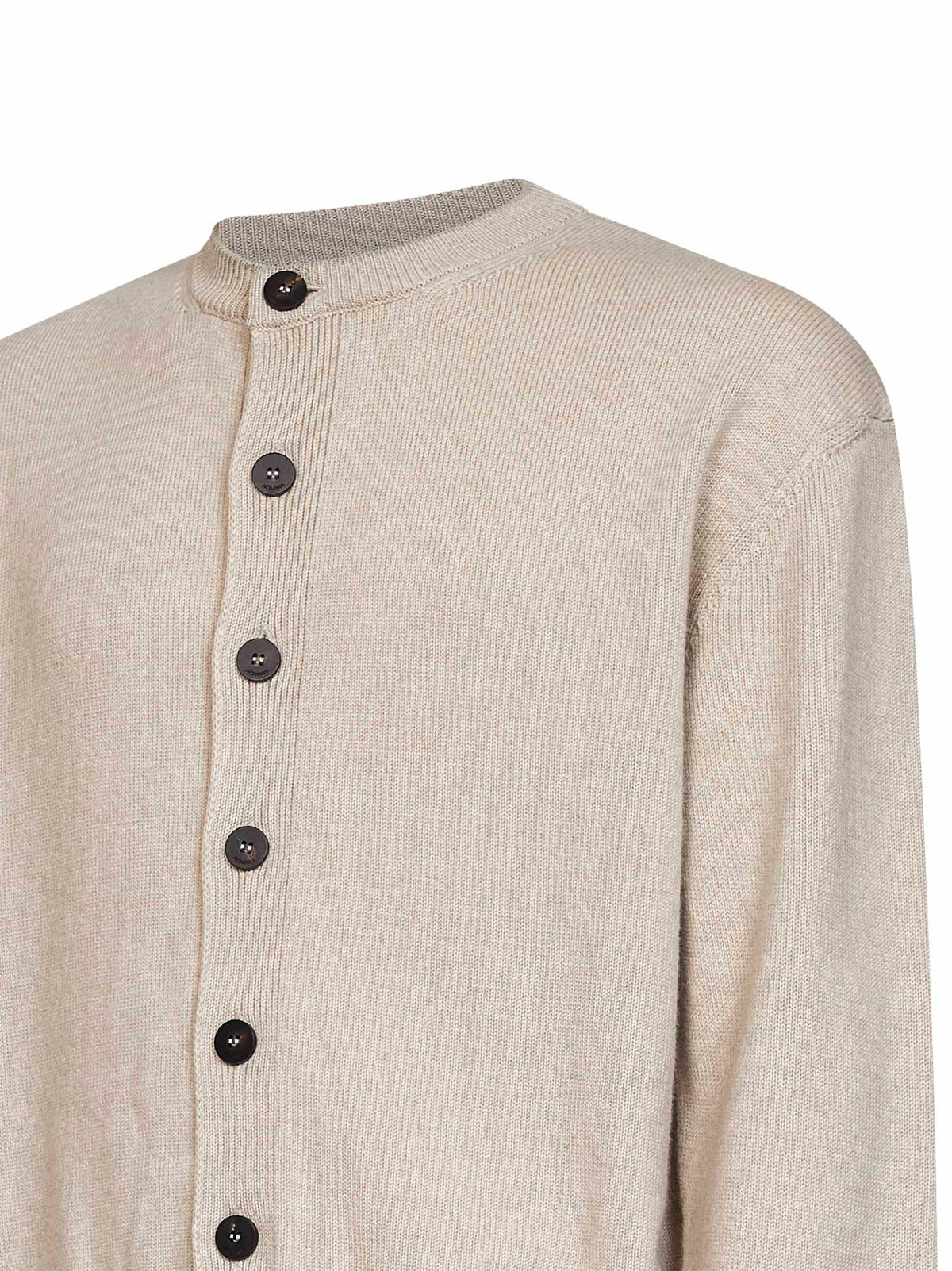 Light beige merino wool knit The Moulin logo cardigan