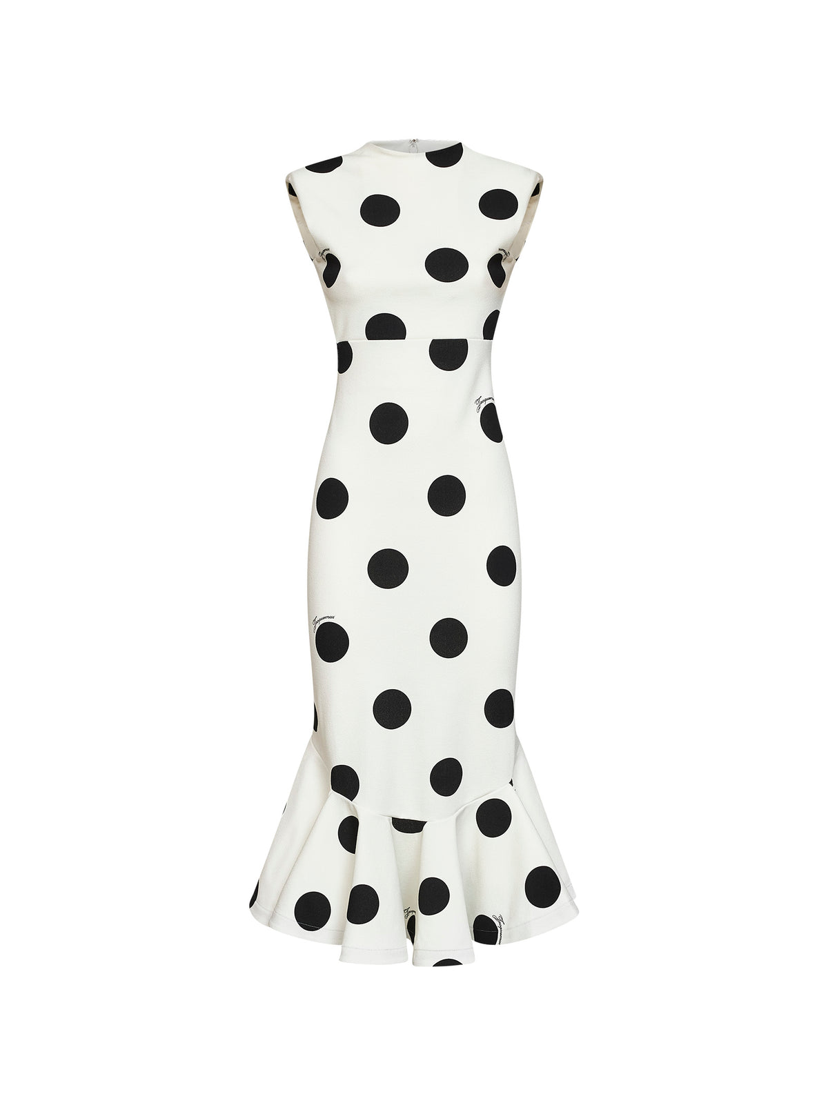 Black and white polka-dot compact jersey The Palmier midi dress