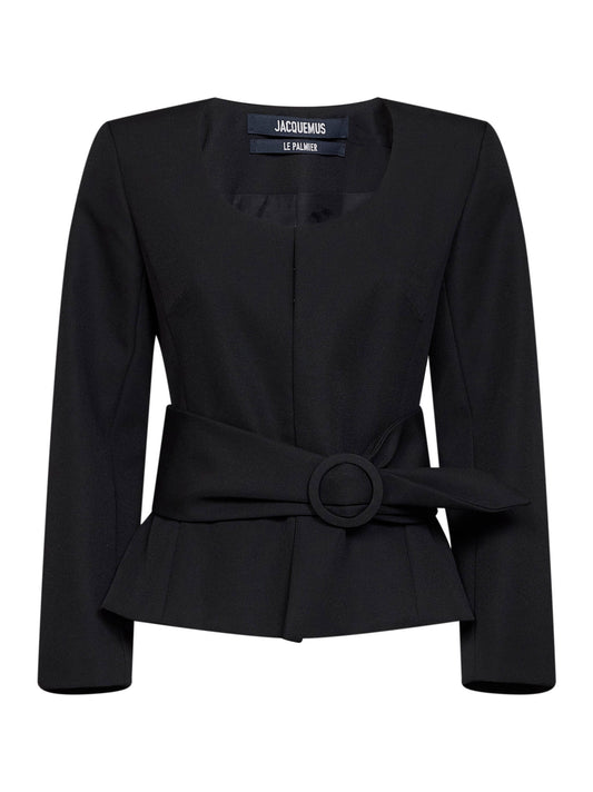 Black wool The Miami fitted belted jacket