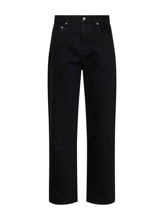 Jeans dritti in denim de-Nîmes délavé nero