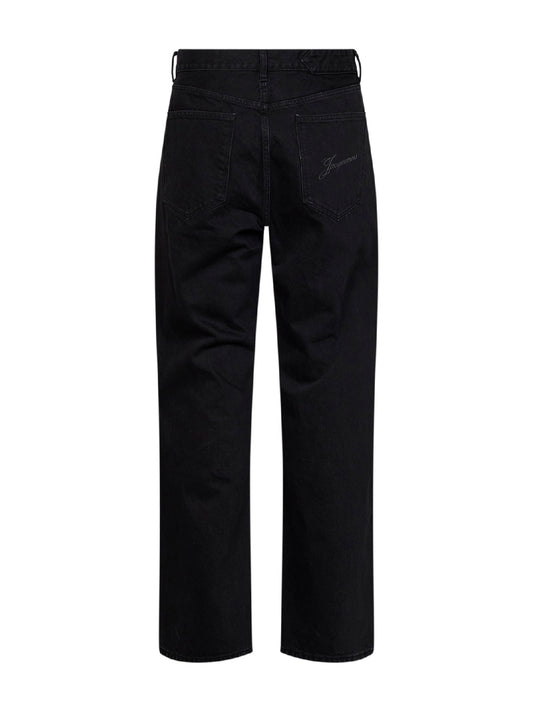 Jeans dritti in denim de-Nîmes délavé nero
