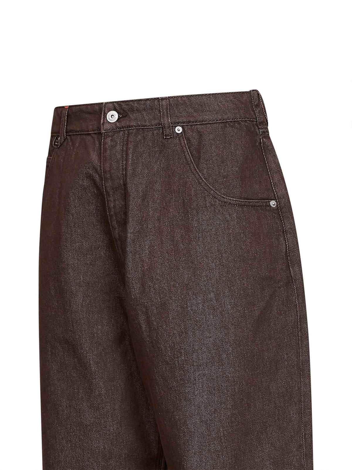 Jeans a gamba curva Tempo in denim de-Nîmes marrone