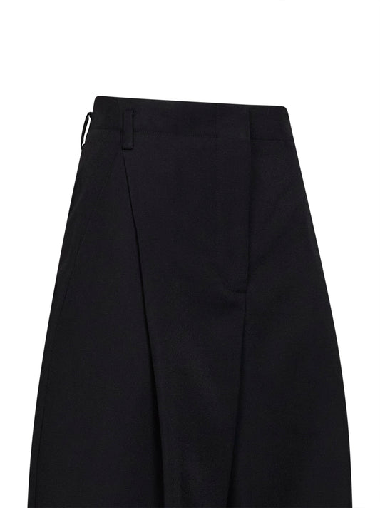 Pantaloni culotte a vita molto alta Miami in fresco lana nero