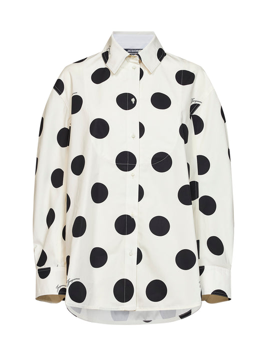 White polka-dot cotton poplin The Citta classic shirt