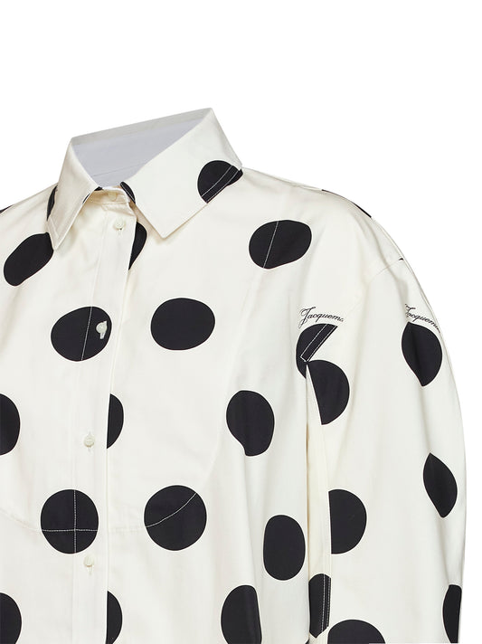 White polka-dot cotton poplin The Citta classic shirt