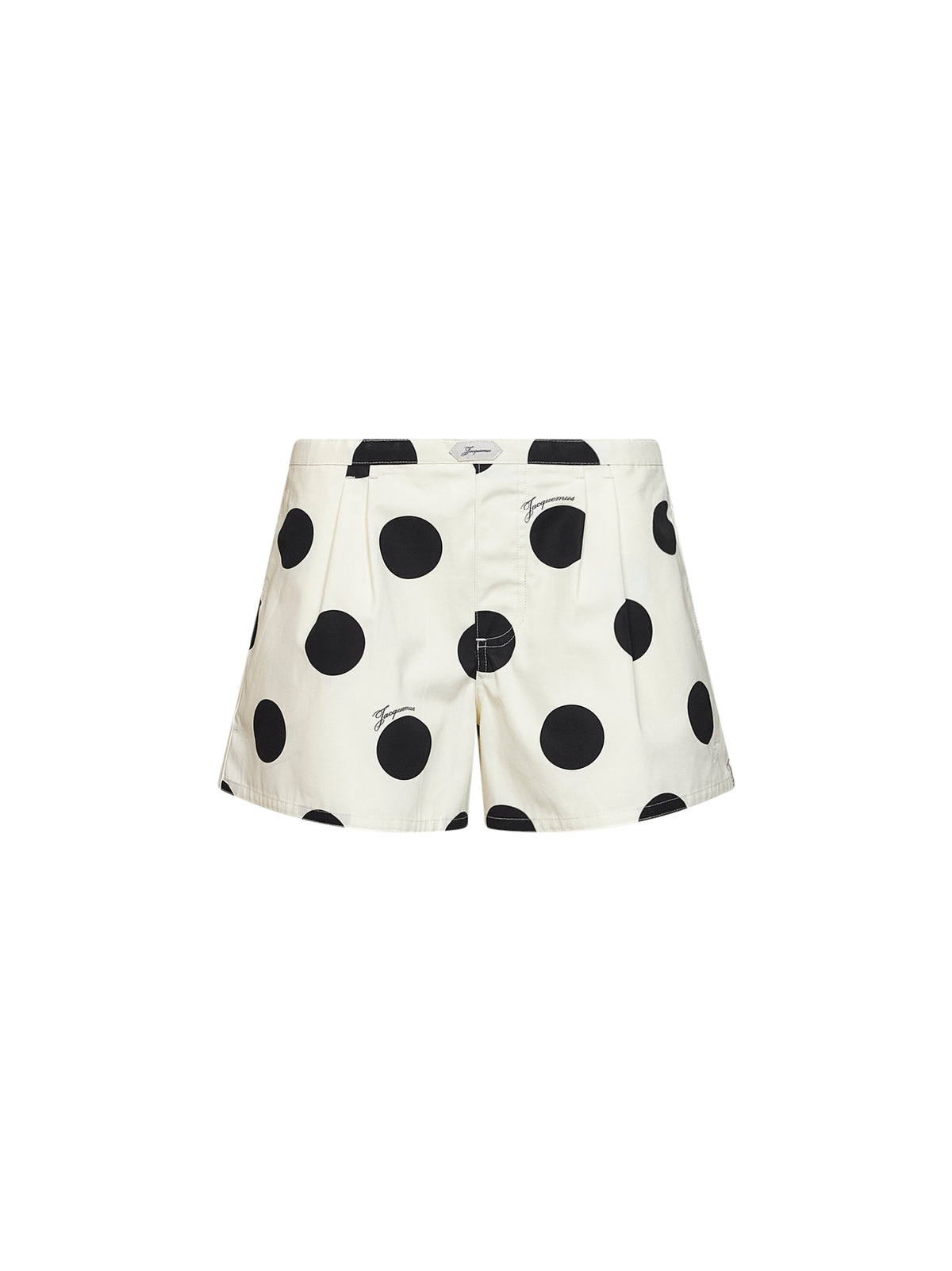 Shorts fluidi Amelo in popeline di cotone stampa a pois bianco e nero