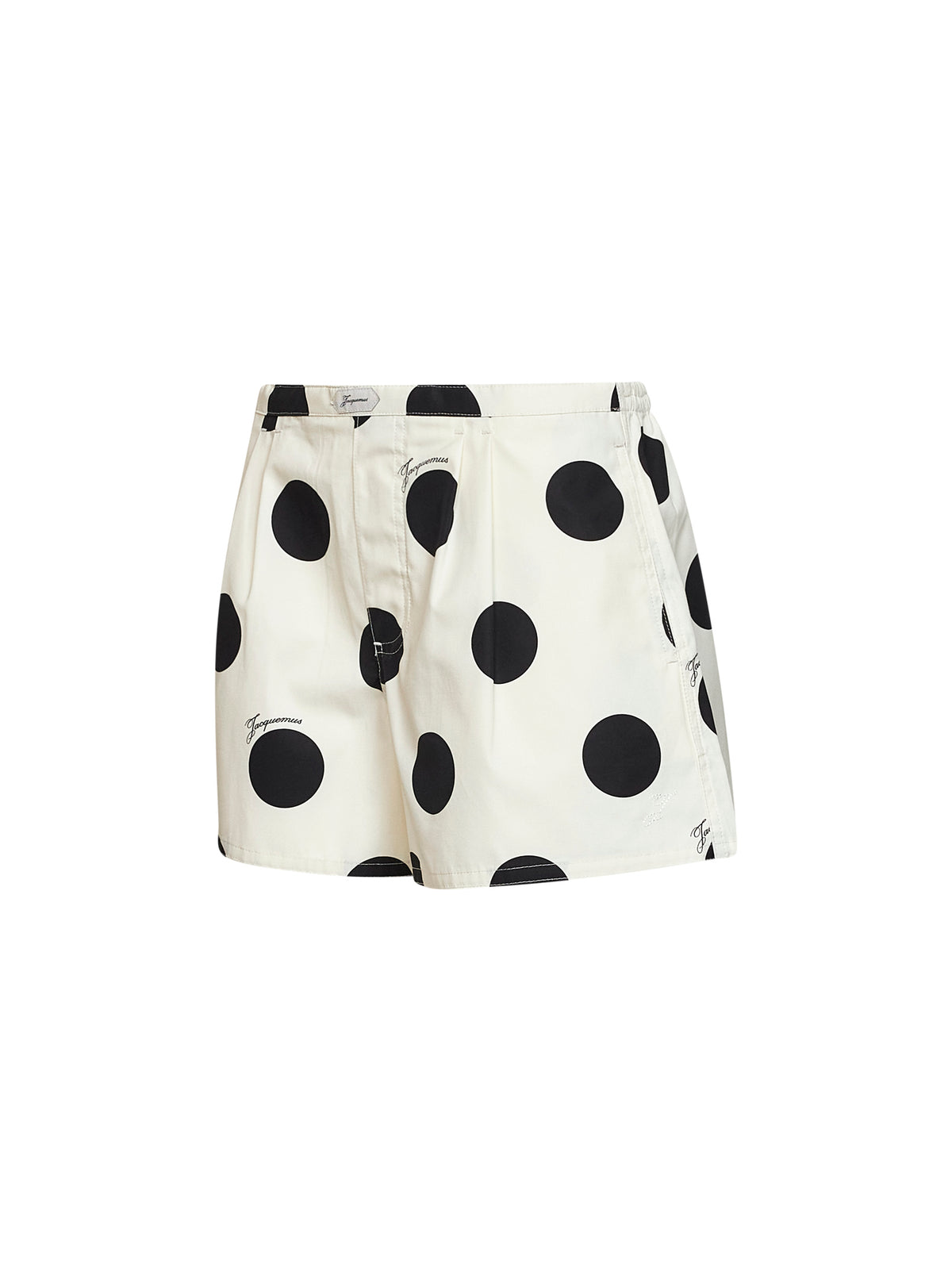 Shorts fluidi Amelo in popeline di cotone stampa a pois bianco e nero