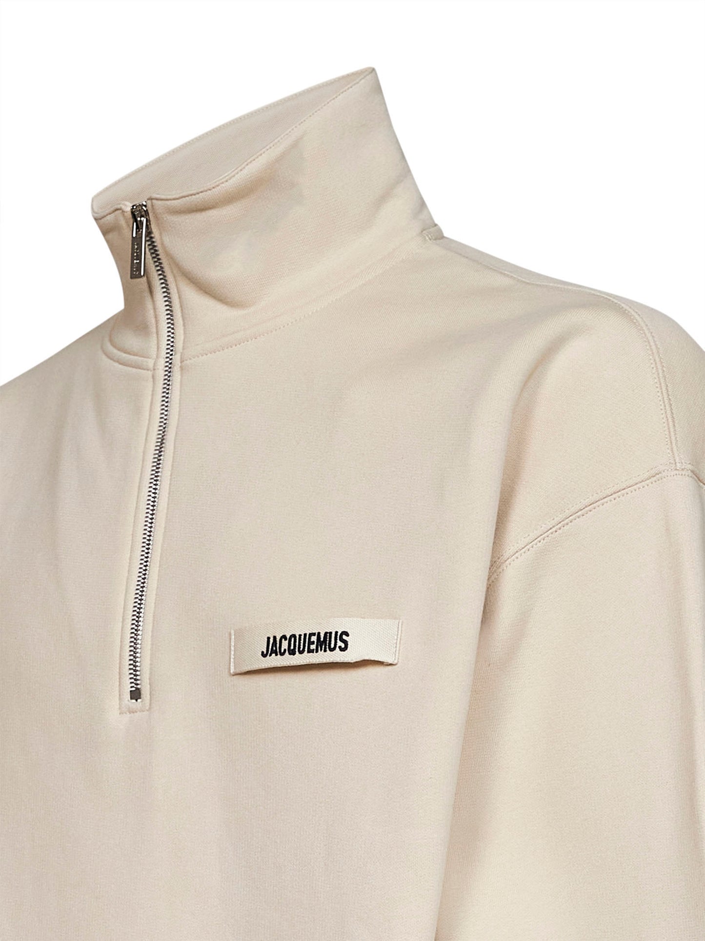 Felpa Gros Grain con collo con zip beige