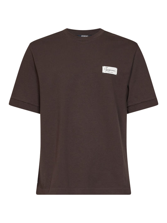 Dark brown cotton piqué The Montaigne T-shirt <BR/>