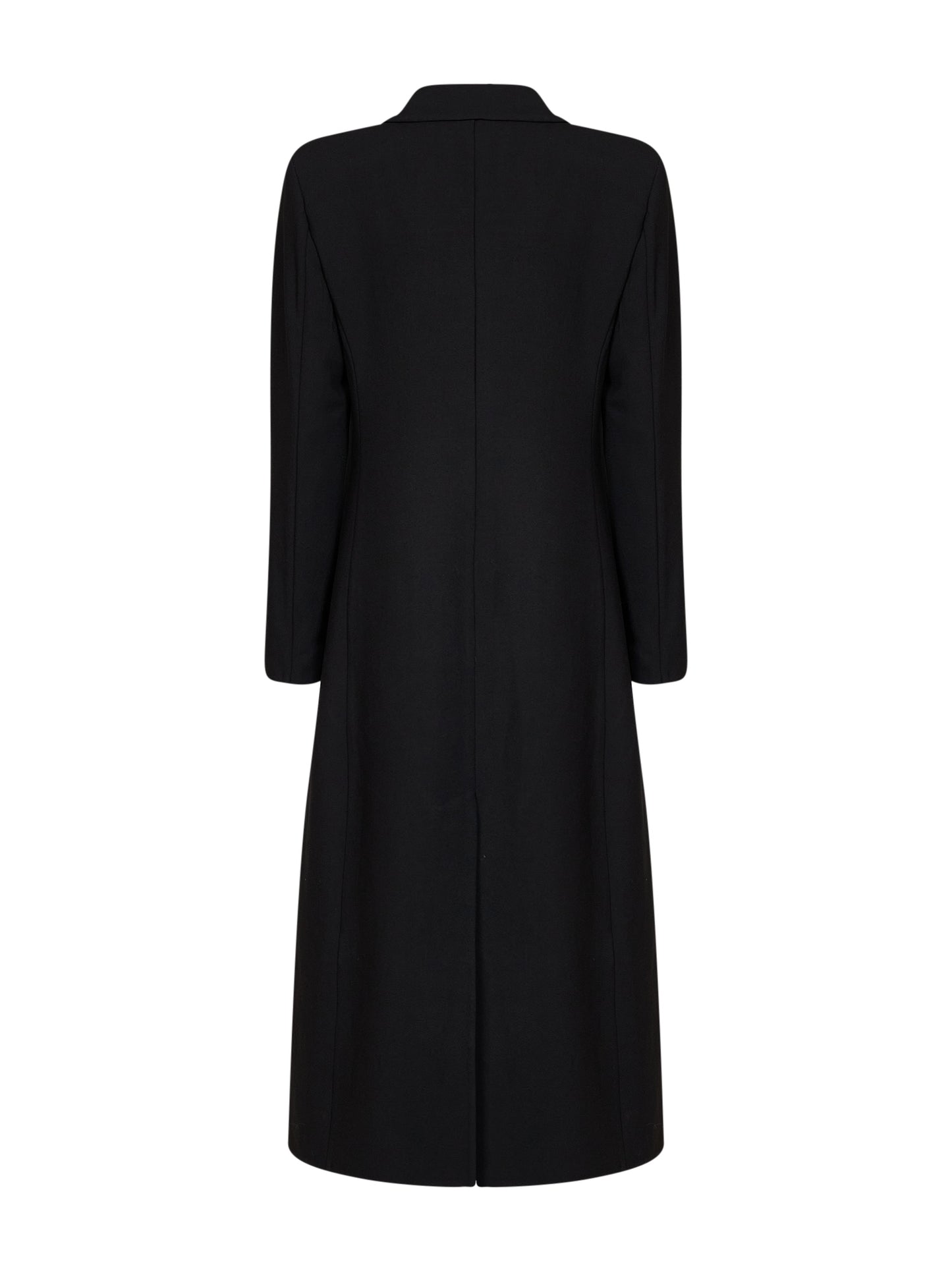 Cappotto monopetto lungo in lana vergine nera