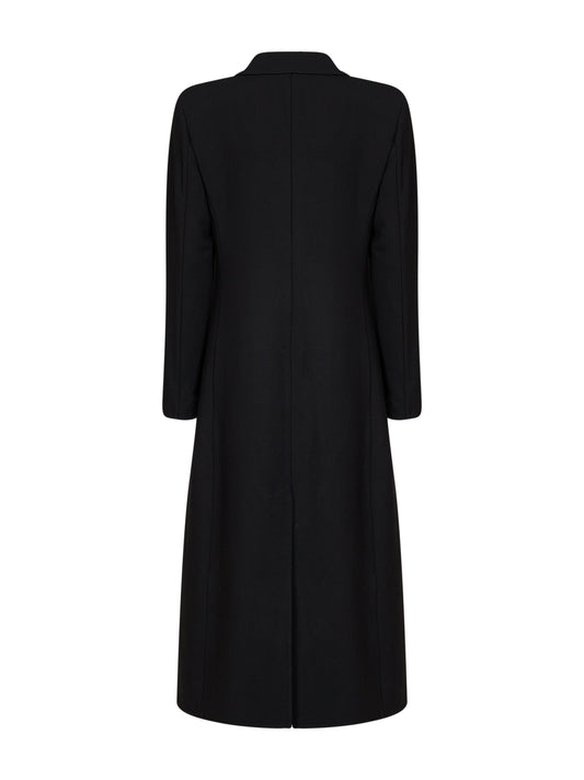 Cappotto monopetto lungo in lana vergine nera