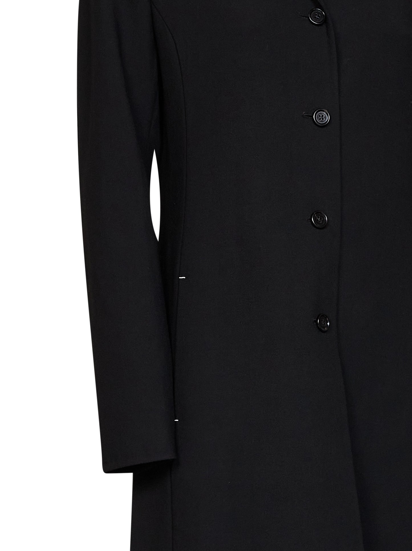 Cappotto monopetto lungo in lana vergine nera