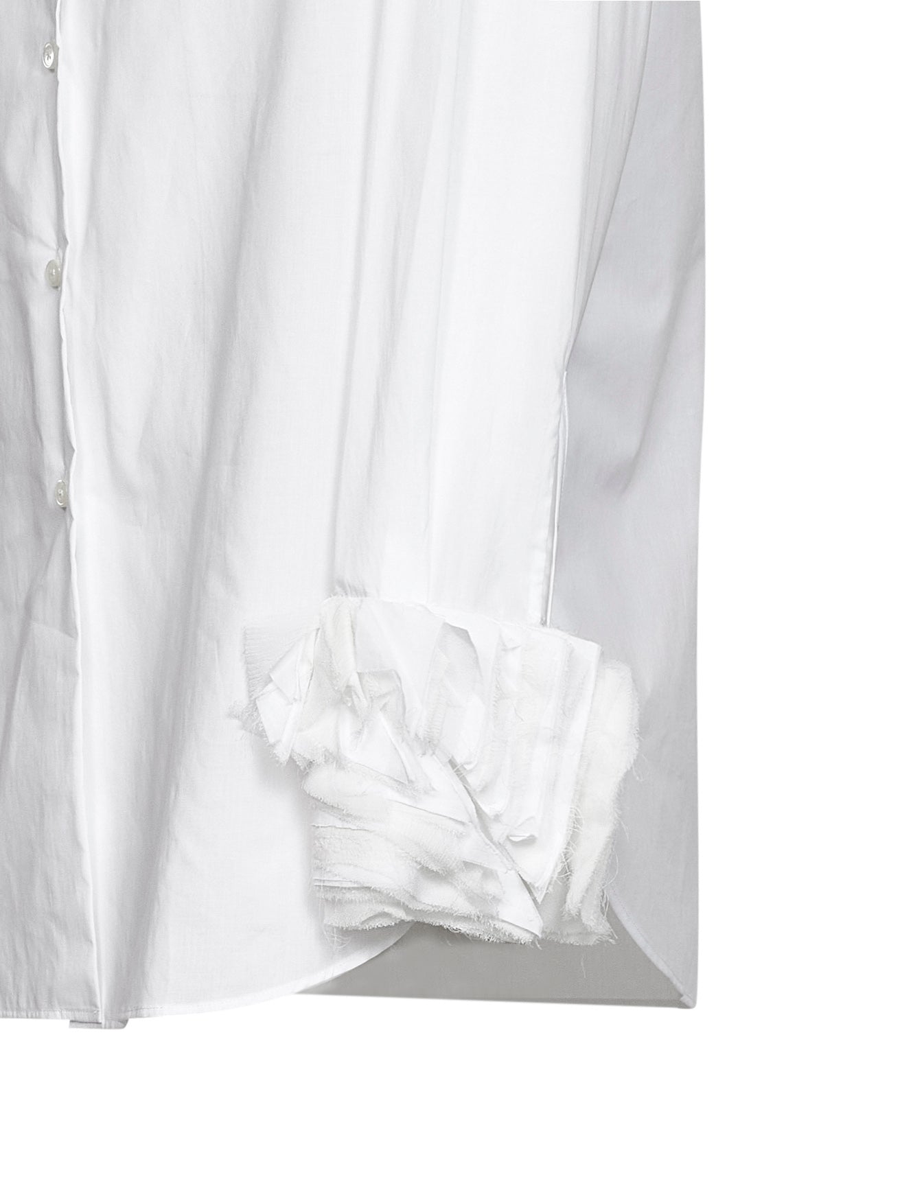 Optic white cotton shirt with multi-layered cuffs
