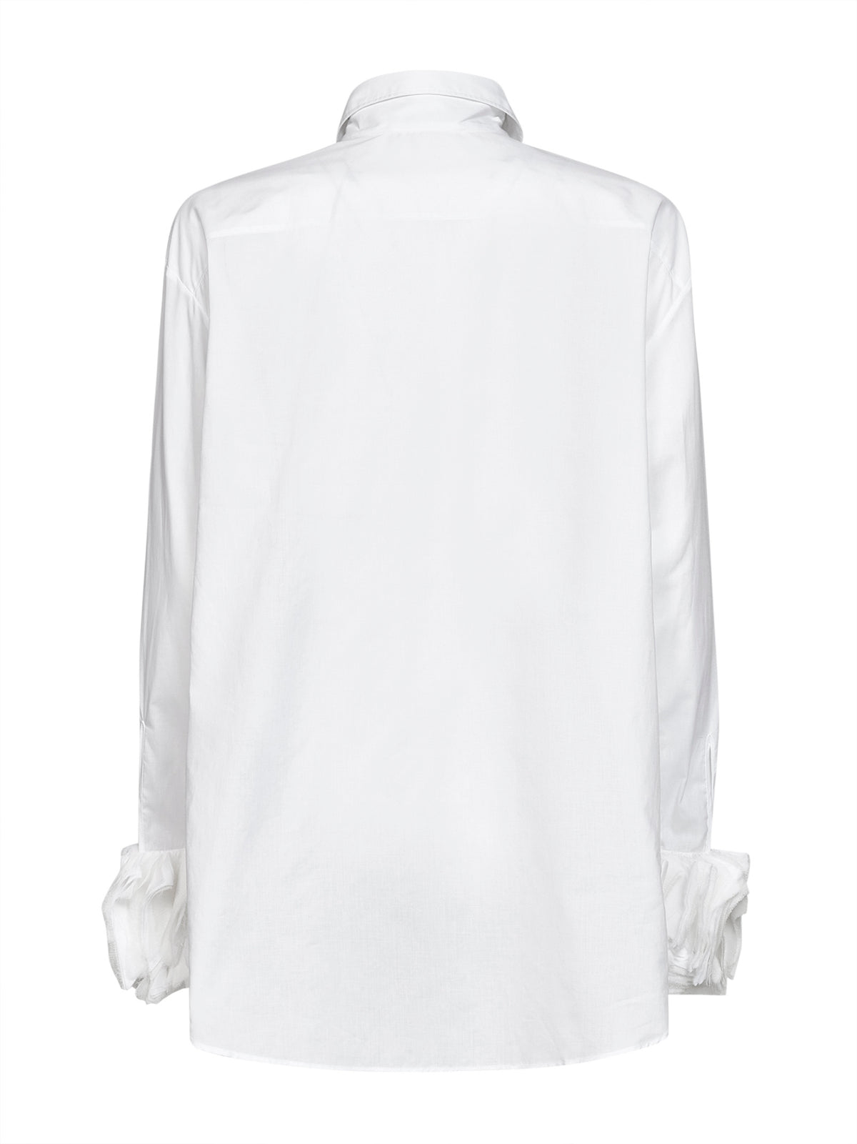 Optic white cotton shirt with multi-layered cuffs