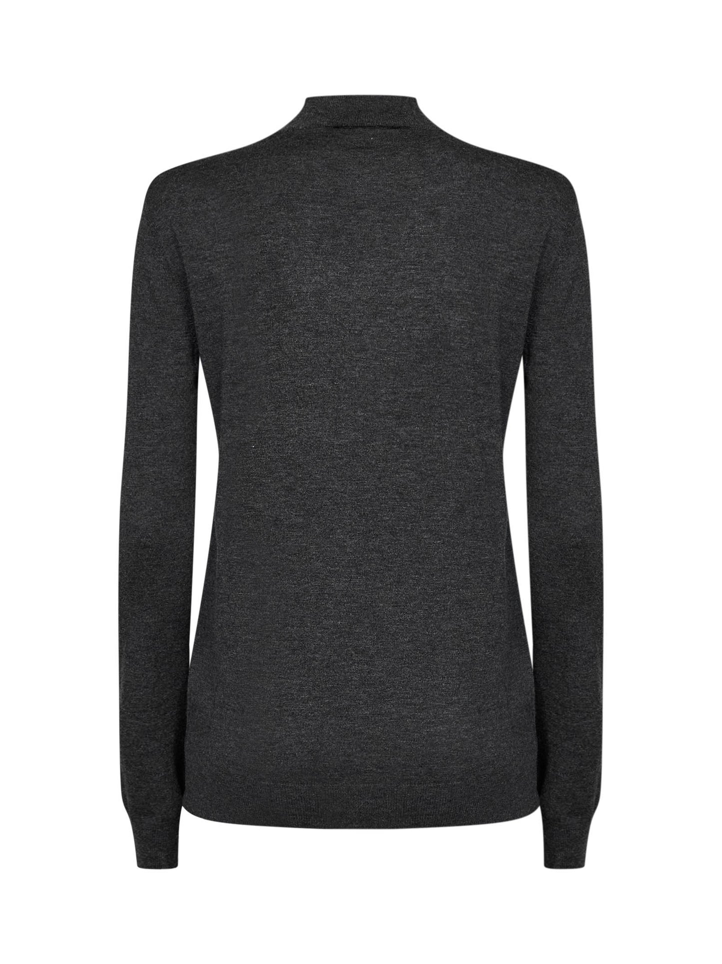 Anthracite wool and cashmere knit sweater with pleats detail