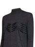 Anthracite wool and cashmere knit sweater with pleats detail