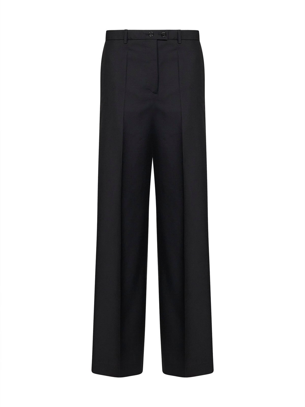 Pantaloni ampi in tela di lana mohair nera
