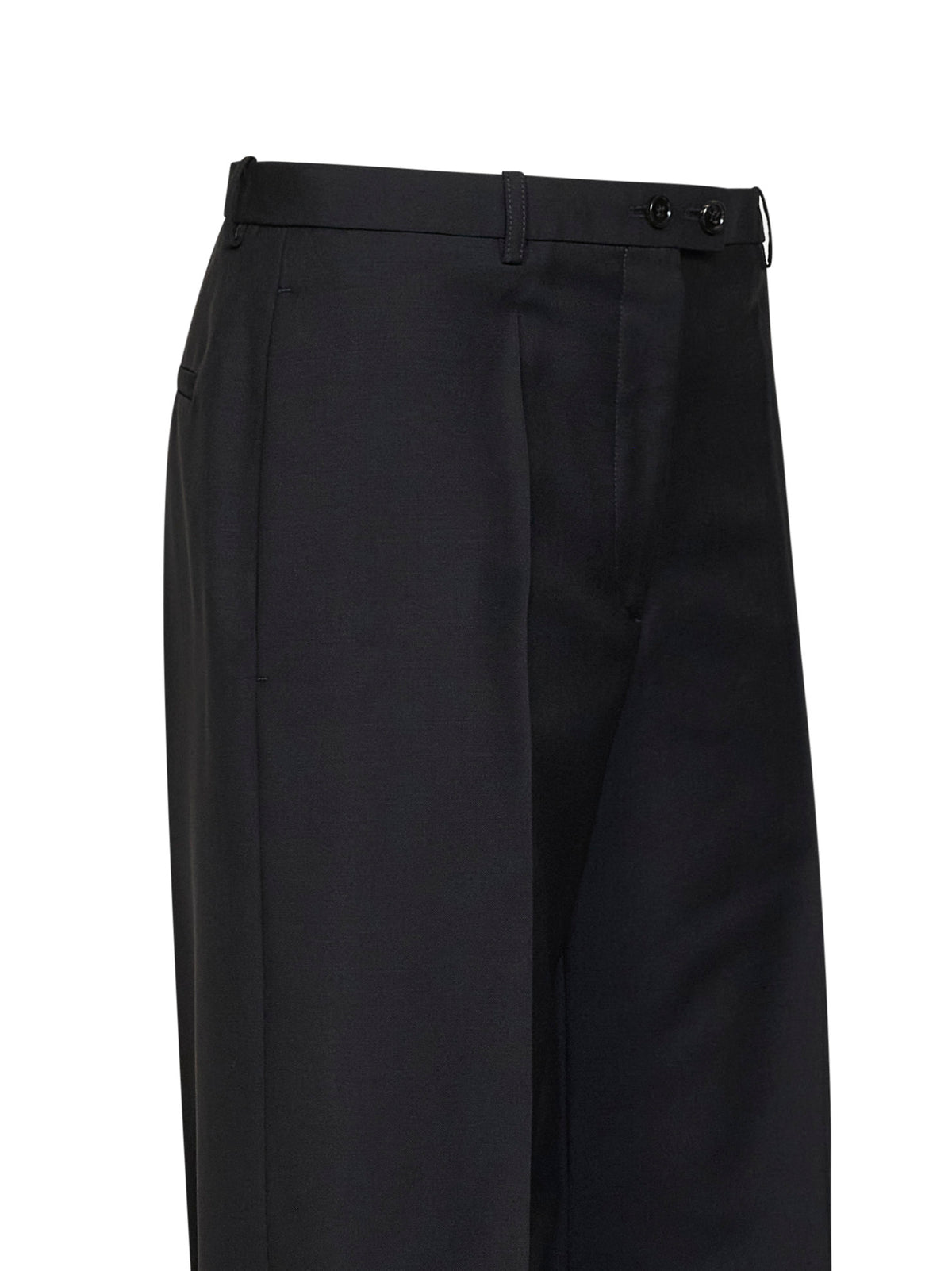 Pantaloni ampi in tela di lana mohair nera