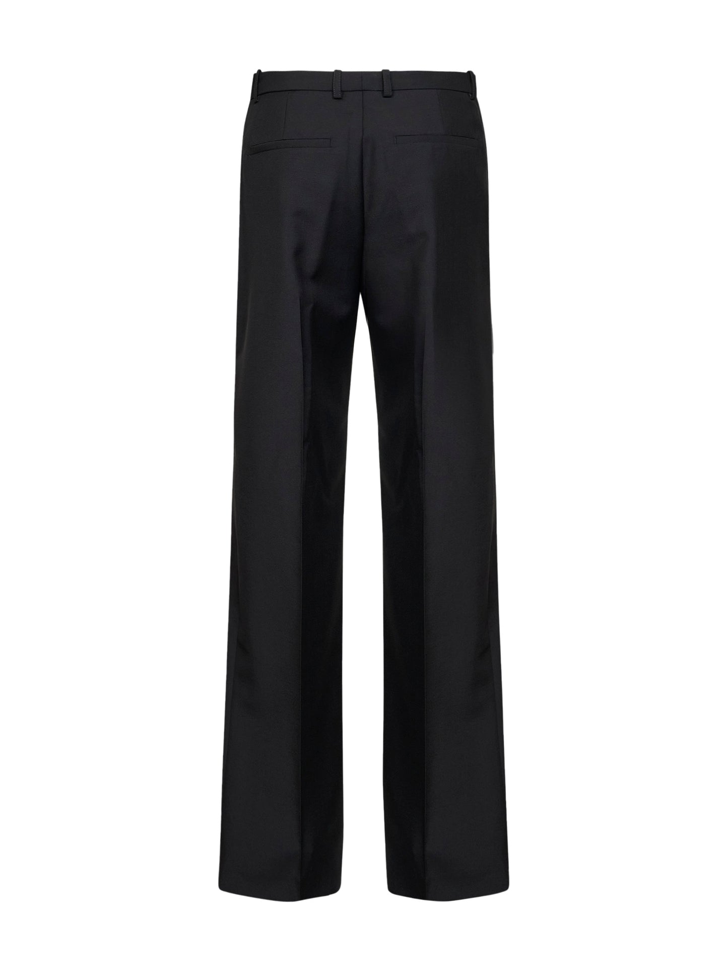 Pantaloni ampi in tela di lana mohair nera